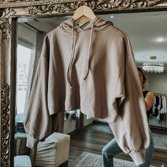 Tan Cropped Hoodie - Picture 5 of 5